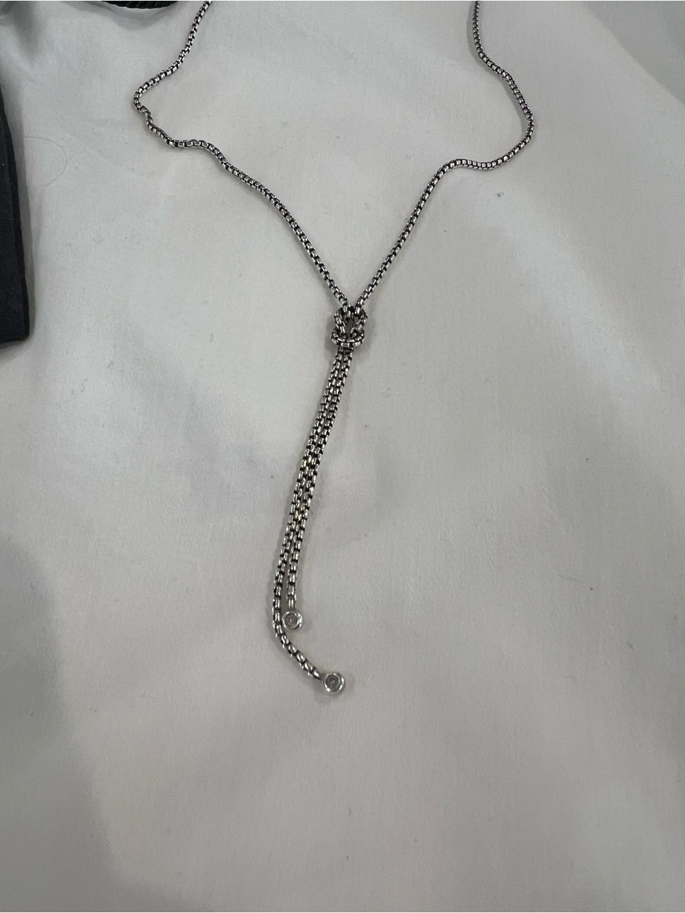 David Yurman Chain Lariat w. Diamonds Necklace - Picture 4 of 6